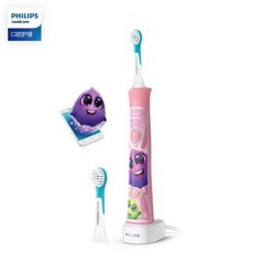 飞利浦(PHILIPS) 电动牙刷 蓝牙版 儿童声波震动牙刷HX6352/43 粉色款 内含2支刷头+10款多彩贴纸