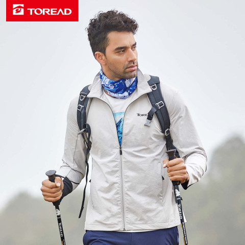 探路者风衣外套男春秋户外旅行运动休闲短款徒步轻便防泼水外套