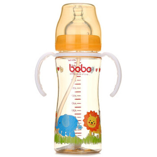 bobo 乐儿宝 经典系列 宽口径PPSU奶瓶 260ml 橙色 *5件