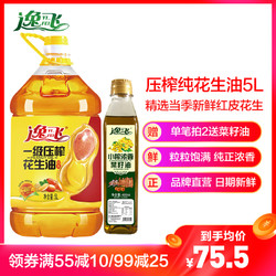 逸飞 特香一级压榨纯花生油5L 食用油 *2件