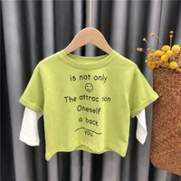 儿童长袖T恤婴儿男童上衣中小童女宝宝打底衫2020春秋季新款体恤 绿色英文字母 90 建议身高80-90cm
