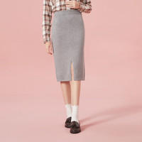 【轻松遮住肉肉】森马 Semir半裙显瘦包臀开叉裙子女装中长款秋冬针织女 XS 深花灰0013