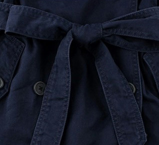Gap女装时尚通勤外套春232182 女士双排扣中长款系带风衣 M国际版偏大一码 海军蓝
