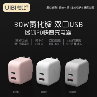 UIBI 氮化镓30W 迷你双口快速充电器 莫兰粉