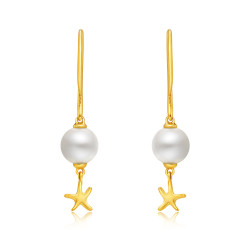 周大福星愿系列个性18k金珍珠耳环耳饰t73318
