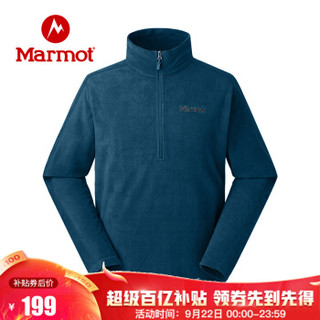 Marmot/土拨鼠2020鼠年春夏新款户外保暖弹力情侣套头上衣抓绒衣夹克 普蓝200 L 欧码偏大