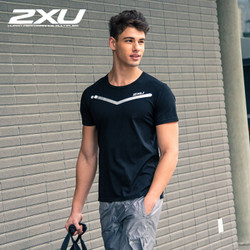 2XU 男士运动短袖T恤纯棉 跑步健身圆领T恤生活系列 X18112215 黑色 M