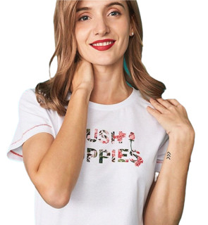 Hush Puppies 暇步士 女士百搭字母印花T恤HD-20324D 白色M
