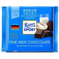 RitterSport 瑞特斯波德 牛奶巧克力 100g *8件