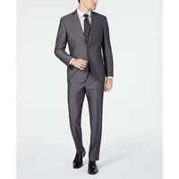 Kenneth Cole男式修身中灰色条纹修身版型西装，套装 含：外表+西裤