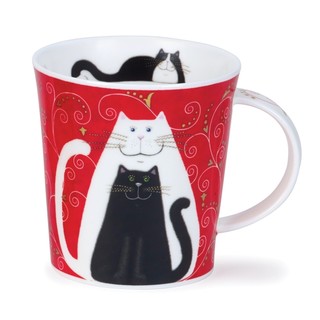 英国DUNOON丹侬骨瓷水杯Lomond杯型黑白猫 红色