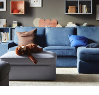 IKEA 宜家 KIVIK奇维系列 三人沙发 深蓝色