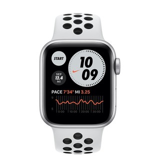 Apple 苹果 Watch Nike SE 智能手表 GPS款 44mm 银色铝金属表壳 白金配黑色运动表带（GPS）