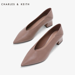 京东PLUS会员：CHARLES＆KEITH CK1-60390314 女士纯色v口中跟奶奶鞋