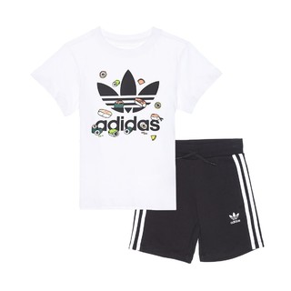 adidas Originals 男童印花T恤套装 FT8768 白色 116cm