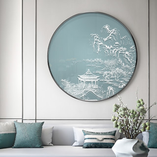 骆品 新中式禅意立体装饰画 60*60cm 雅黑合金边框 A-1