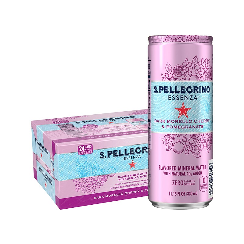 S.PELLEGRINO 圣培露 果萃气泡水饮料 樱桃石榴味 330ml*24罐