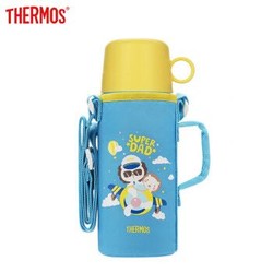 膳魔师THERMOS 儿童保温杯大容量双盖带杯套便携保温杯 FFG-603WF BLL（蓝色）630ML Lion系列