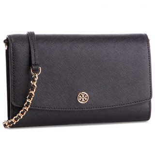 TORY BURCH 女士牛皮搭扣链条横款斜挎单肩包54277-001 黑色