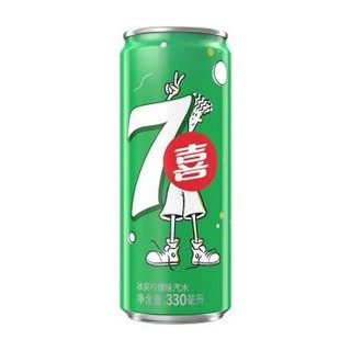 7喜可乐 七喜 7up 柠檬味 汽水 细长罐 碳酸饮料整箱 330ml*24听 (新老包装随机发货) 百事出品 *3件