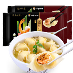 美点如意 金牌虾仁馄饨 300g*2袋 (20只 )馄炖儿童云吞 早茶点心 *6件