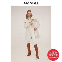 MANGO女装大衣2020春夏新款系隐形纽扣内衬漏斗领大衣外套