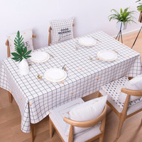 柯锐迩 防水桌布长方形（140*180cm) 防油餐桌布餐桌垫台布茶几垫白色格 *2件