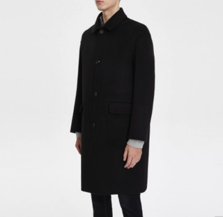 【反季钜惠】唐可娜儿精纺羊毛手工双面呢廓形大衣男士外套夹克 XL 黑色毛呢