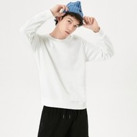 森马秋季新款净色圆领套头衫青年韩版时尚潮流弹力针织卫衣男 XL 本白1100