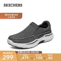 Skechers斯凯奇帆布鞋 轻松穿搭一脚套户外鞋 简约时尚透气耐磨休闲鞋 204006 黑色/BLK 41
