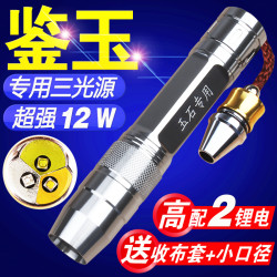 12W照玉石手电筒小口径三光源强光翡翠珠宝鉴定灯专用专业验钞灯