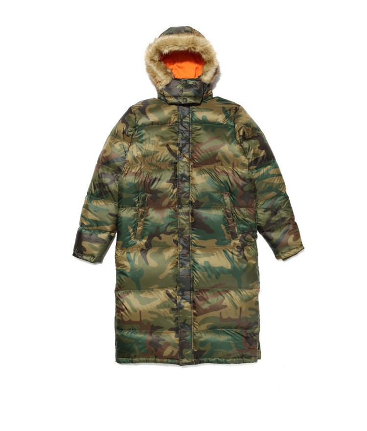 levis李维斯596980001男士连帽迷彩长款羽绒服