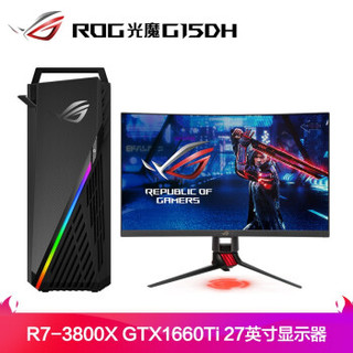 ROG玩家国度 光魔GA15DH 电竞吃鸡游戏台式电脑主机套机(AMD R7-3800X 16G 1TSSD GTX1660Ti)27英寸