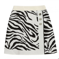丽丽 LILY撞色动物斑马纹松紧腰修身针织短裙半身裙 XL 浅米
