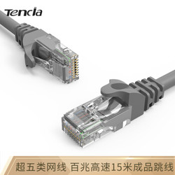 Tencia（TC)广州腾达高速超五类网线 cat5e类百兆电脑网络连接线 带水晶头成品跳线 灰色 15米 TC-5015G *21件