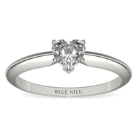 Blue Nile 0.48克拉心形钻石(非常好切工 D级成色 SI1净度)+四镶爪单石戒托