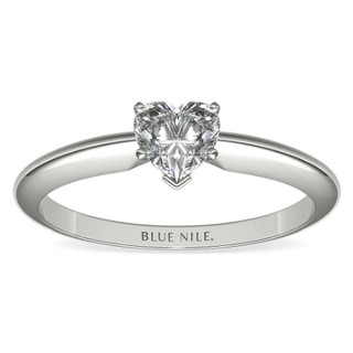 Blue Nile 0.48克拉心形钻石（非常好切工 D级成色 SI1净度）+四镶爪单石戒托