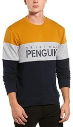 Original Penguin 男式图案圆领长袖运动衫