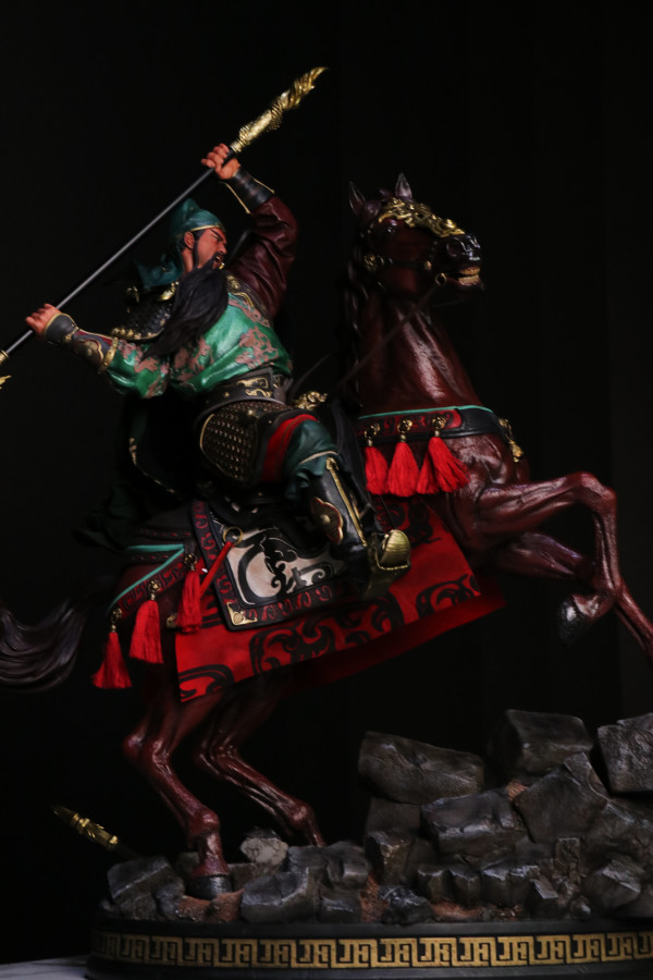 横刀立马,八面威风,开天1/4关羽雕像开箱