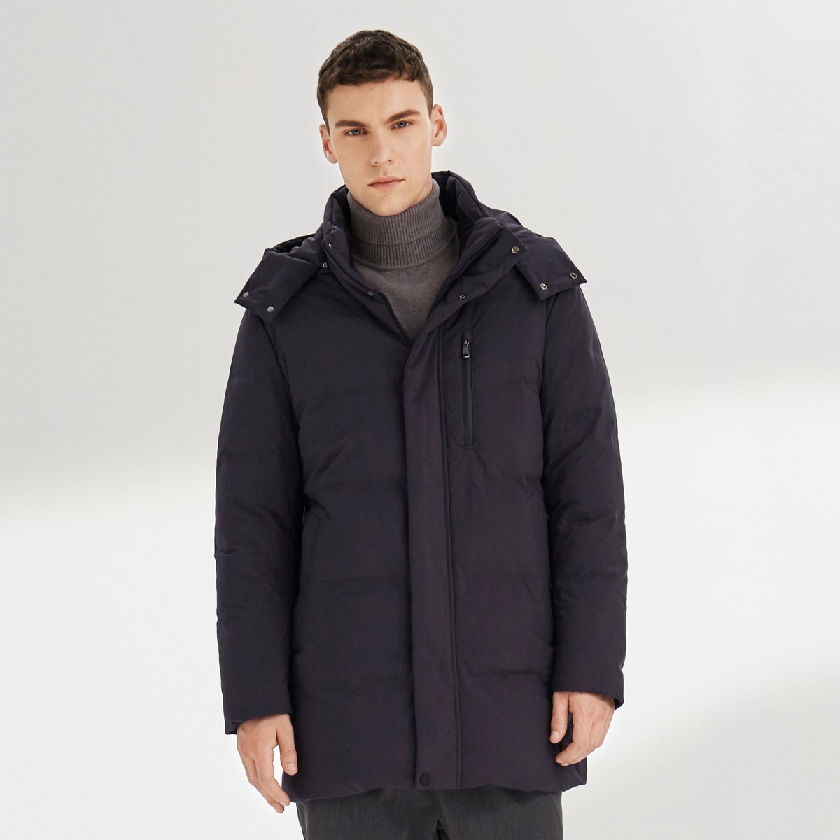 bosideng 波司登 b90141007q 男士中长款羽绒服 钢铁灰8224