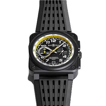 BELL & ROSS 柏莱士 Chrono R20系列 BR0394-RS20/SRB 男士自动机械手表 黑盘 陶瓷表壳 黑色表带 方形