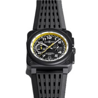 BELL & ROSS 柏莱士 Chrono R20系列 BR0394-RS20/SRB 男士自动机械手表 黑盘 陶瓷表壳 黑色表带 方形