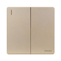 PHILIPS 飞利浦 昕绎 二位双控大跷板开关 香槟金