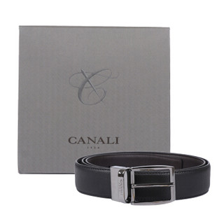 CANALI 康纳利 男士黑色牛皮革针扣双面皮带腰带 50 KA00238 110 110cm