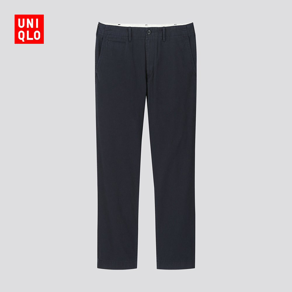 优衣库男装洗旧无褶直筒长裤休闲裤418917uniqlo