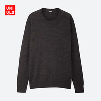 优衣库 男装 精纺美利奴圆领针织衫(长袖) 419190 UNIQLO