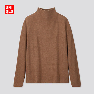 优衣库 女装 柔软针织摇粒绒高领T恤(长袖) 418239 UNIQLO