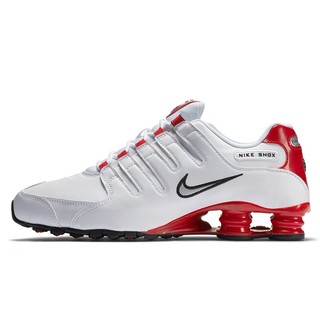 NIKE 耐克 Shox NZ SL 男士休闲运动鞋 378341-110 白色/金属银/大学红 38.5