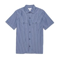 CALVIN KLEIN男式短袖衬衫--40L8312428 M国际版偏大一码 蓝白条纹