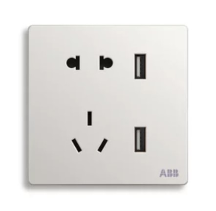 ABB 轩致系列 AF293 二位带USB充电五孔插座 雅典白